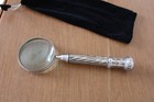 Antique Vintage Silver Magnifying Glass  Large   Heavy  12  Long