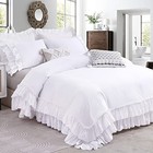  Ruffle White Duvet Cover Size-washed Cotton Shabby King Double Ruffle White