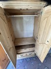 Vintage Solid Pine Armoire Wardrobe Farmhouse Stripped Raw Wood Clothing Cabinet