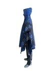 Mexican Poncho With Hood  Virgen De Guadalupe  Blanket  One Size  Black - Blue