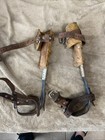 Vintage Klein Tools 8210 L r Tree Pole Climbing Spikes Gaffs Adjustable Leather