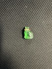 1930 Cracker Jack Czech Glass Cat Charm Green Satin W  Marked Metal Collar Prize