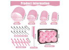 50pcs Self Grip Hair Rollers Set W Clips 4 Sizes Pink