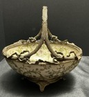 Art Nouveau Chinese Bronze   Craquel   Porcelain Damask Hand Painted Basket
