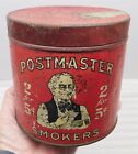 Vintage Postmaster 2 For 5 Cent Smokers Cigar Red Cigar Round Tin 