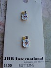 Vintage Jhb Buttons 1980 s Snowman 2 Nos Metal Gold Tone Red White Green  5  Nov