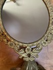 Vintage Brass Victorian Vanity Mirror Tilting By Penco Taiwan With Flowers 14   