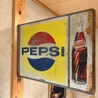Pepsi Vintage 1960s Double Sided Metal Sign With Flange Advertising Sign