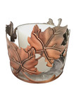 Bath   Body Works 3 Wick Bronze Metal Autumn Maple Leaf Candle Holder 4  X 3 