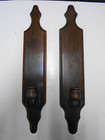 Vintage Pair Of Solid Wood Wall Sconces Tapered Candle Holders 19 5  High