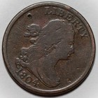 1804 Draped Bust Half Cent - Spiked Chin - Indent - Us 1 2c Copper Coin