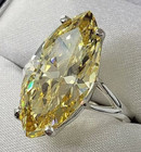 4 Ct Certified Marquise Shape Natural Yellow Diamond Ring Vvs1 White Gold Finish