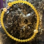 Yellow Quartz Beaded Anklet With Flower Charms  Stackable 