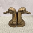 Vintage Set Of 2 Solid Brass Duck Head Bookends Mid Century Decor 6    Korea Mcm