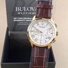 Bulova Wilton White Textured Dial Brown Leather Men s Chronograph Watch 97b169