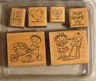 Stampin  Up  Be Mine Wood Rubber Stamp Set Of 6 Retired 2002 Valentine Hearts