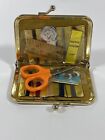 Vintage Travel Sewing Kit Burgundy Stitch Leather Case Mini  