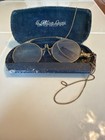 Antique 1 10 12k Gold Filled Folding Pince Nez Eyeglasses Drop Chain   Case