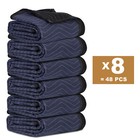 80 x72  Furniture 48 Moving Blankets Protective Shipping Packing Pads Blue black