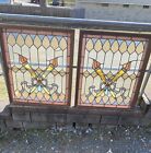 Pair Of Victorian Leaded Stained Glass Windows