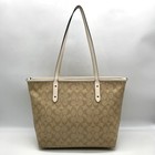 Coach Beige Monogram Signature Coated Canvas City Zip Tote Bag F58292