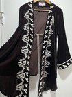 Roja Cardigan Woman   s X-small Velvet Brown Embroidered Trim Lightweight Open