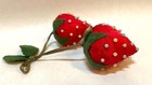Antique Large Sewing Double Strawberry Pin Cushion Silk Damask