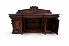 Antique Monumental Buffet Sideboard     Rich Dark Mahogany Wood  Grand Carved