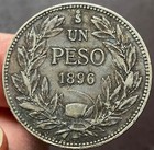 Chile 1896  Santiago Mint  Silver Peso   835    5369 Ounce  Nice Collectors Coin