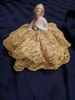 Finest Antique Porcelain Half Doll Pin Cushion Sewing Art Deco Germany  