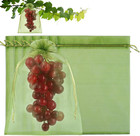 100pcs Fruit Protection Bags  8x12 Inch Green Grape Netting Cover Drawstring    