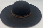 Women s Black Wide Brim Fedora Hat Gold Metallic Feather Band Osfa