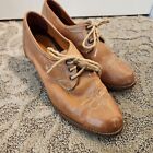 70s Vintage Embroidered Leather   platform Shoes Women   s Sz 9 Oxford Dance Heels