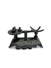 Vintage Miniature Cast Iron Balance Scale Antique Style With 3 Weights 5    Long