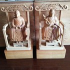 Japanese Shingon Shu Kobo Daishi Priest Wooden Buddha Statue Young And Old Pair