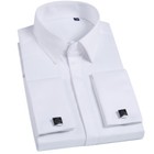 Mens Long Sleeve Shirts French Cuff Formal Business Dress With Cufflinks Shirts