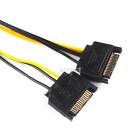 Dual 15pin Sata Male To Pcie 8pin 6 2  Male Video Card Adapter Power Cable 20cm