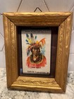 4 Antique Vintage Tokio Cigarettes Indian Silks With Sitting Bull framed