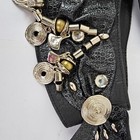 Vintage Bohemian Tribal Black Silver Metal Wrap Belt S m Guc