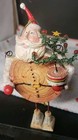 Primitive Style Log Santa Sparkle Ornament Country