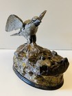 Original Eagle And Eaglets Mechanical Cast Iron Bank     J    E  Stevens   Co 1883