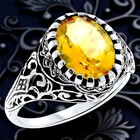 Genuine Citrine 925 Sterling Silver Vintage Style Solitaire Filigree Ring    781