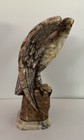 Vintage Large Alabaster Eagle Hand Carved Stone Statue Flag Holder