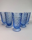 Set Of 8 Light Blue Indiana Colony Whitehall Footed Tumblers Glass Cubist 6 