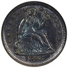 1848 Seated Liberty Half Dime Anacs Au58 Soapbox Rainbow Toned