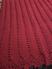 Crocheted Burgundy Ripple And Lace Afghan  65  L X 42  Wide 