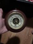 Vintage Stellar Barometer West Germany Wooden Metal Ship s Wheel Metal Face Old
