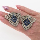 Art Deco Sapphire Crystal Dress Clips Large Dior Era Silver Brooch 30 s Trifari