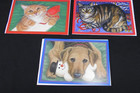 5  Cats   Dogs   Vintage Christmas Card  Cards  With Envelops  Pet Cat Dog