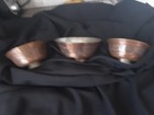 3 Antique Persian Middle Eastern Tinned Copper Footed Bowl Calligraphy 